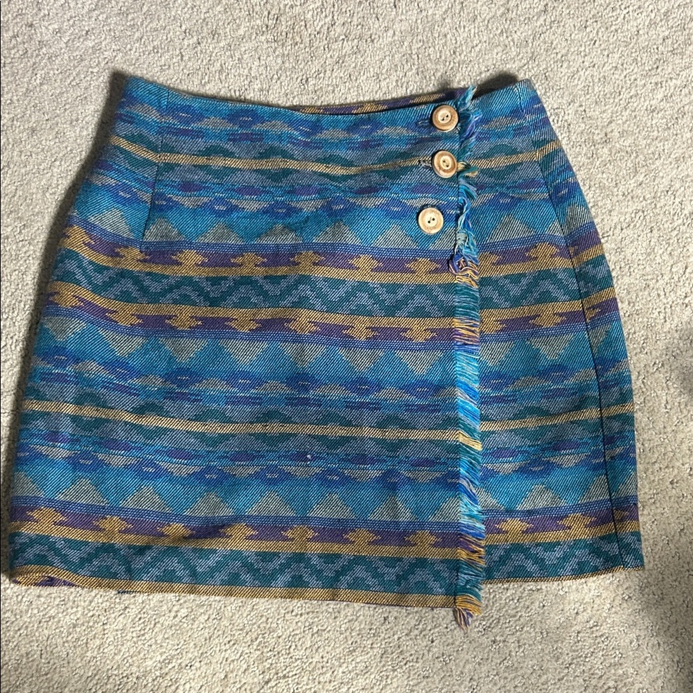 Blue and Gold Patterned Women's Skirt